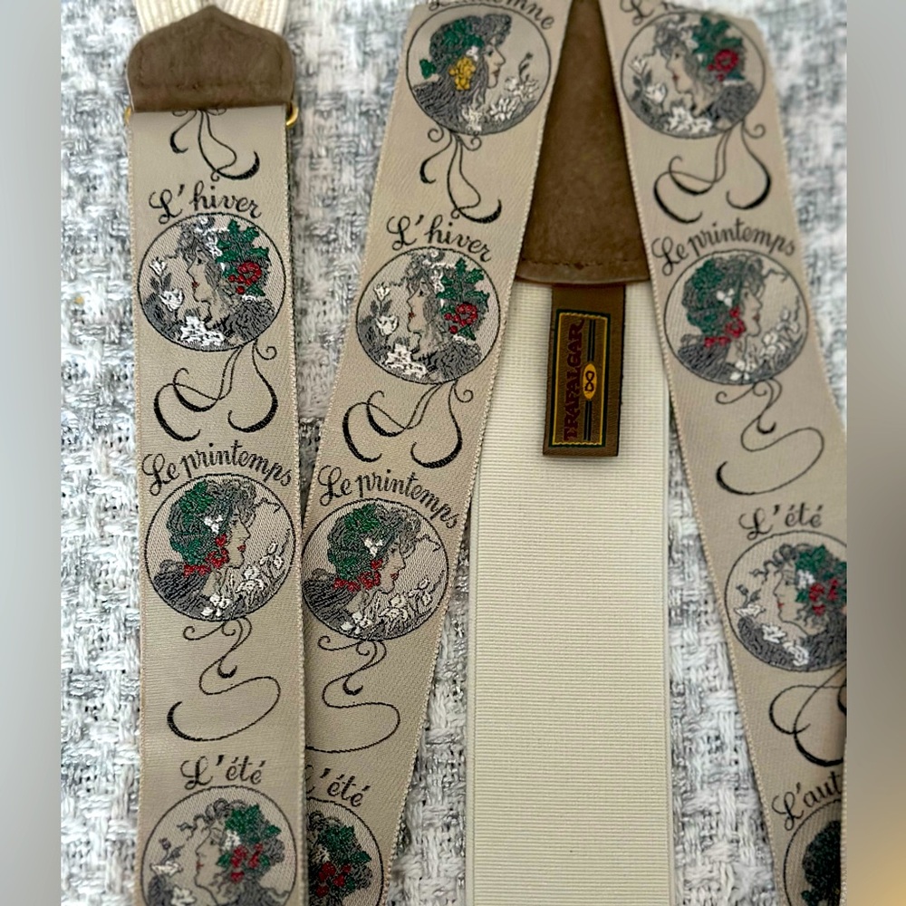 Vintage Limited Edition Trafalgar 100% Silk French Seasons Braces, Gently Used - Picture 2 of 9